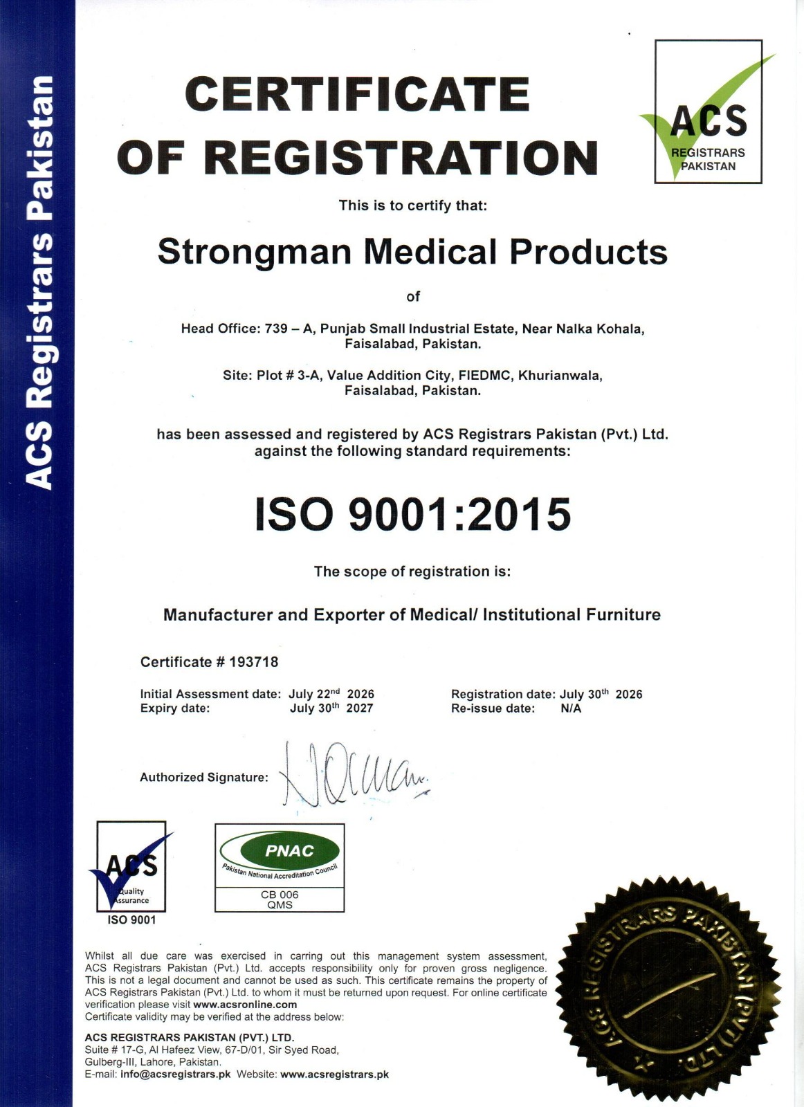 ISO 9001:2015 Certificate - Click to Download
